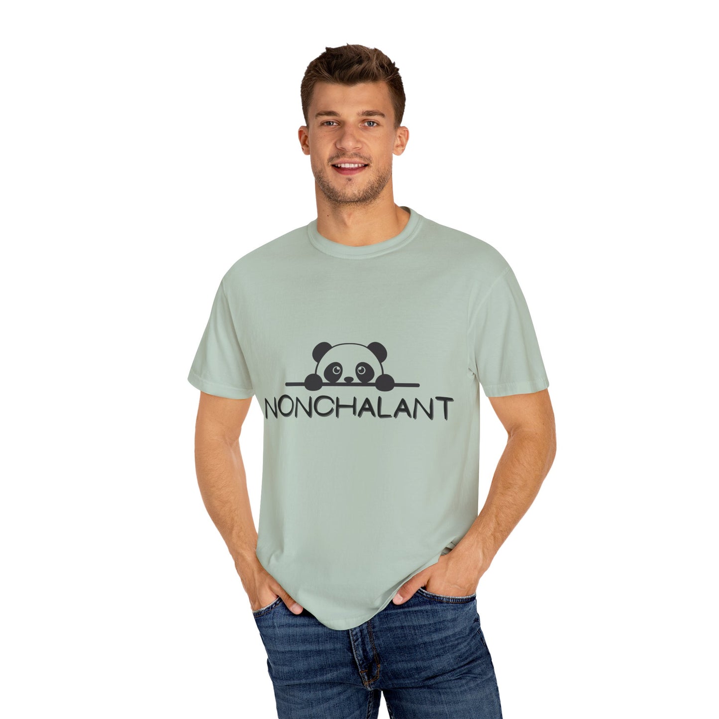 Nonchalant Panda Unisex Garment-Dyed T-Shirt - Casual Fun Wear