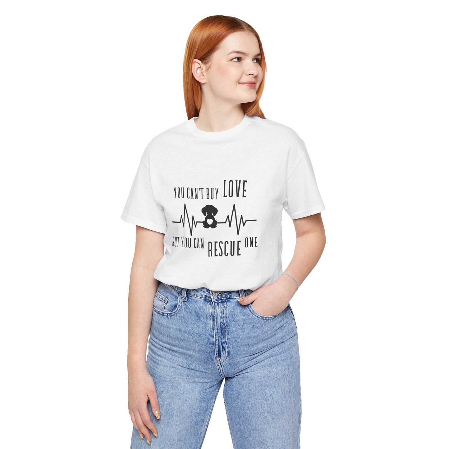 You Can't Buy Love Rescue One T-Shirt - Unisex Jersey Short Sleeve Tee for Pet Lovers