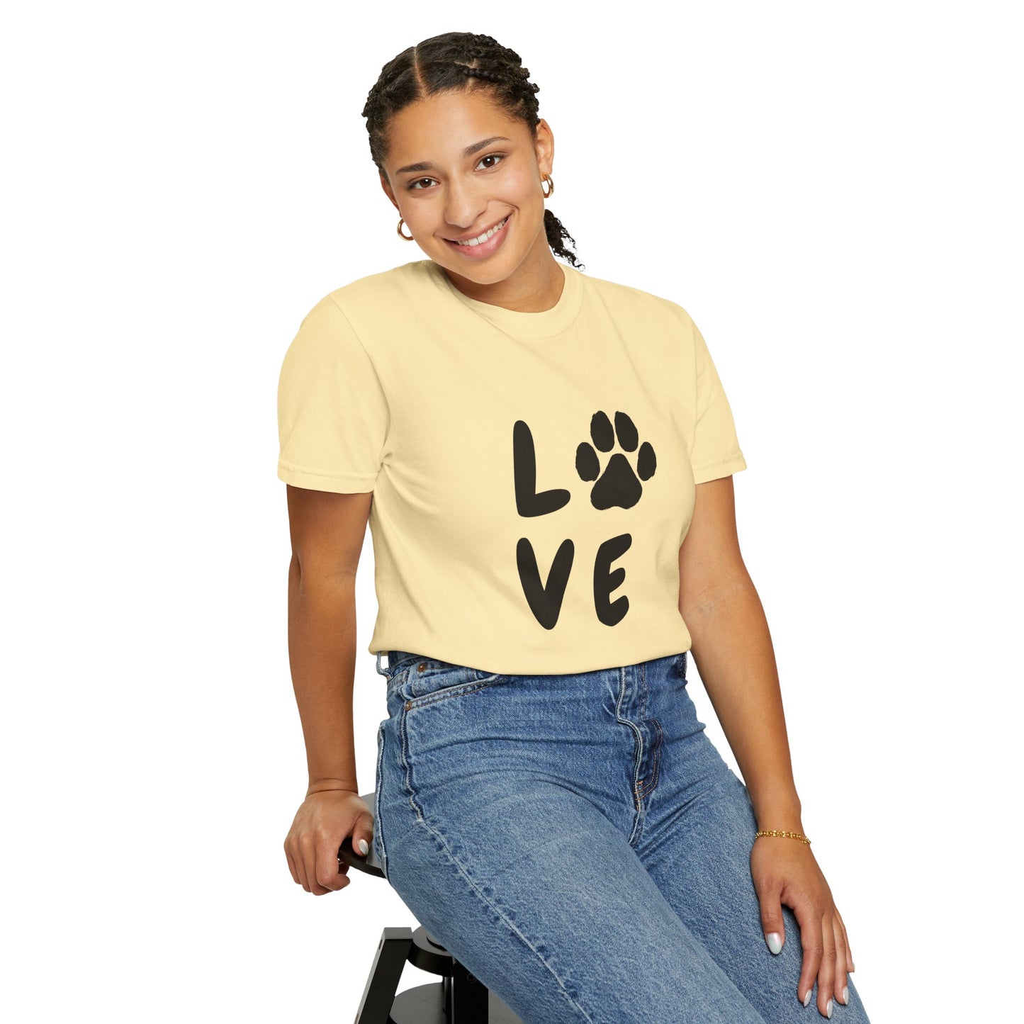 Love and Paw Unisex Garment-Dyed T-Shirt - Perfect for Dog Lovers