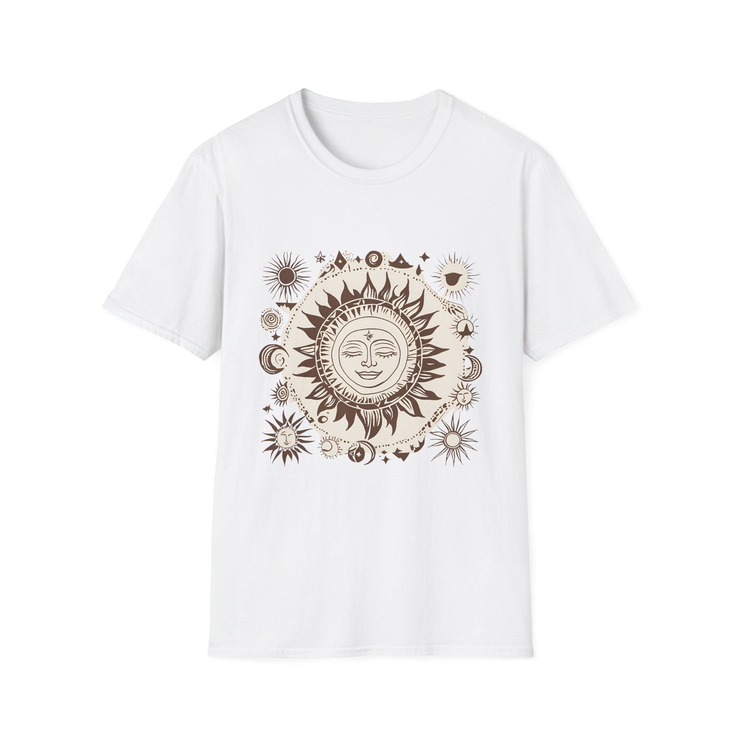 Celestial Sun Unisex Softstyle T-Shirt - Boho Chic Graphic Tee