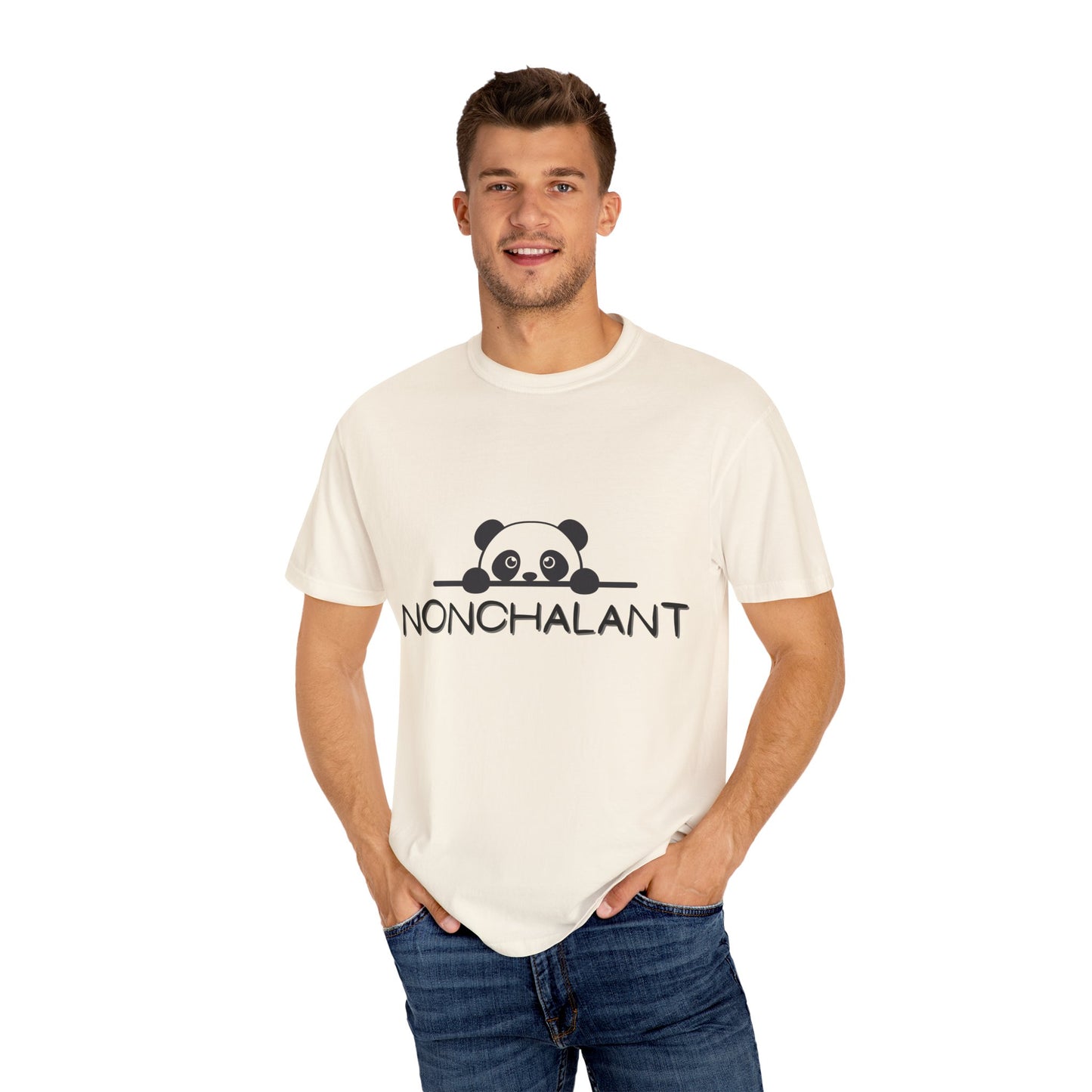 Nonchalant Panda Unisex Garment-Dyed T-Shirt - Casual Fun Wear