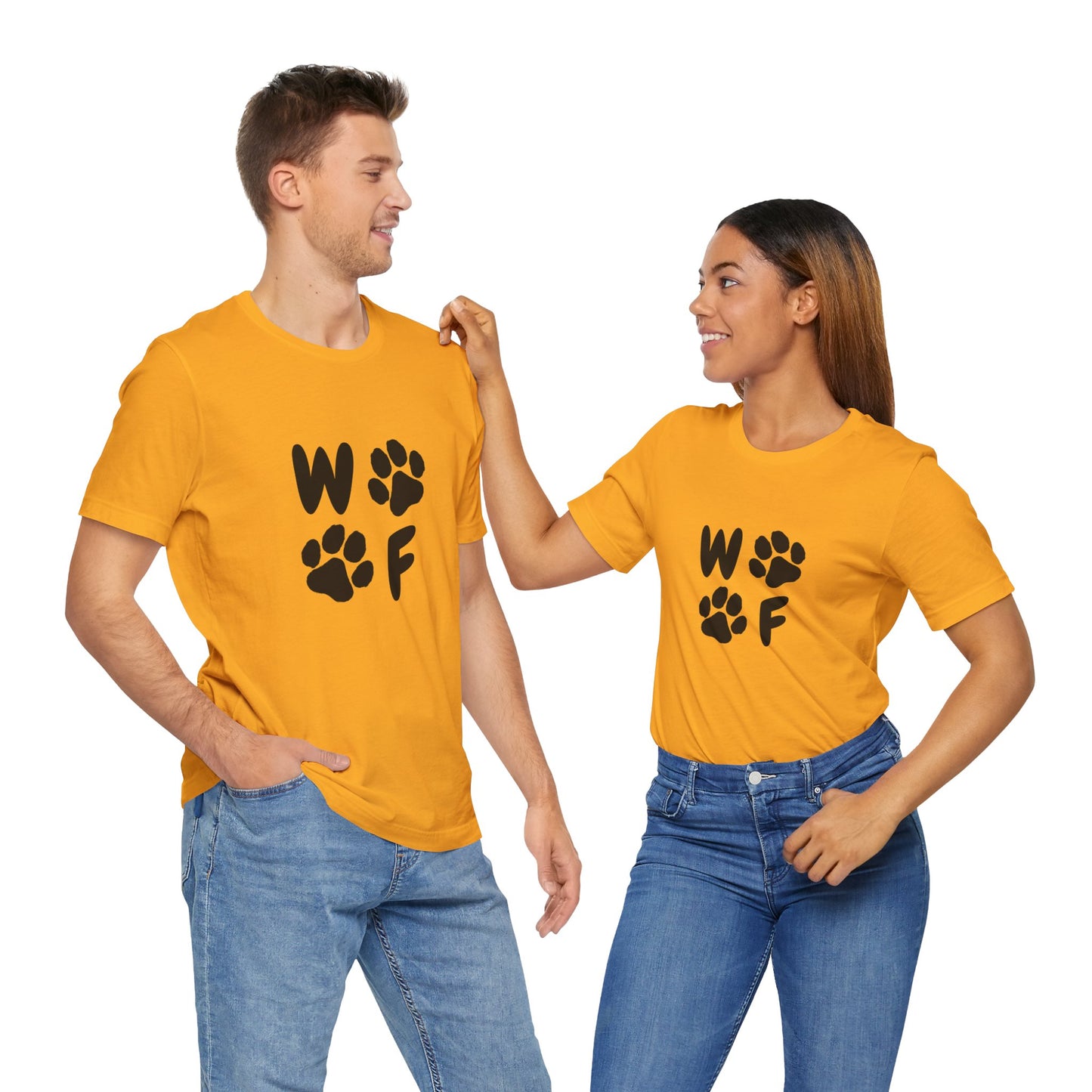 Unisex Dog Lovers Tee - 'WOOF' Graphic Short Sleeve Shirt