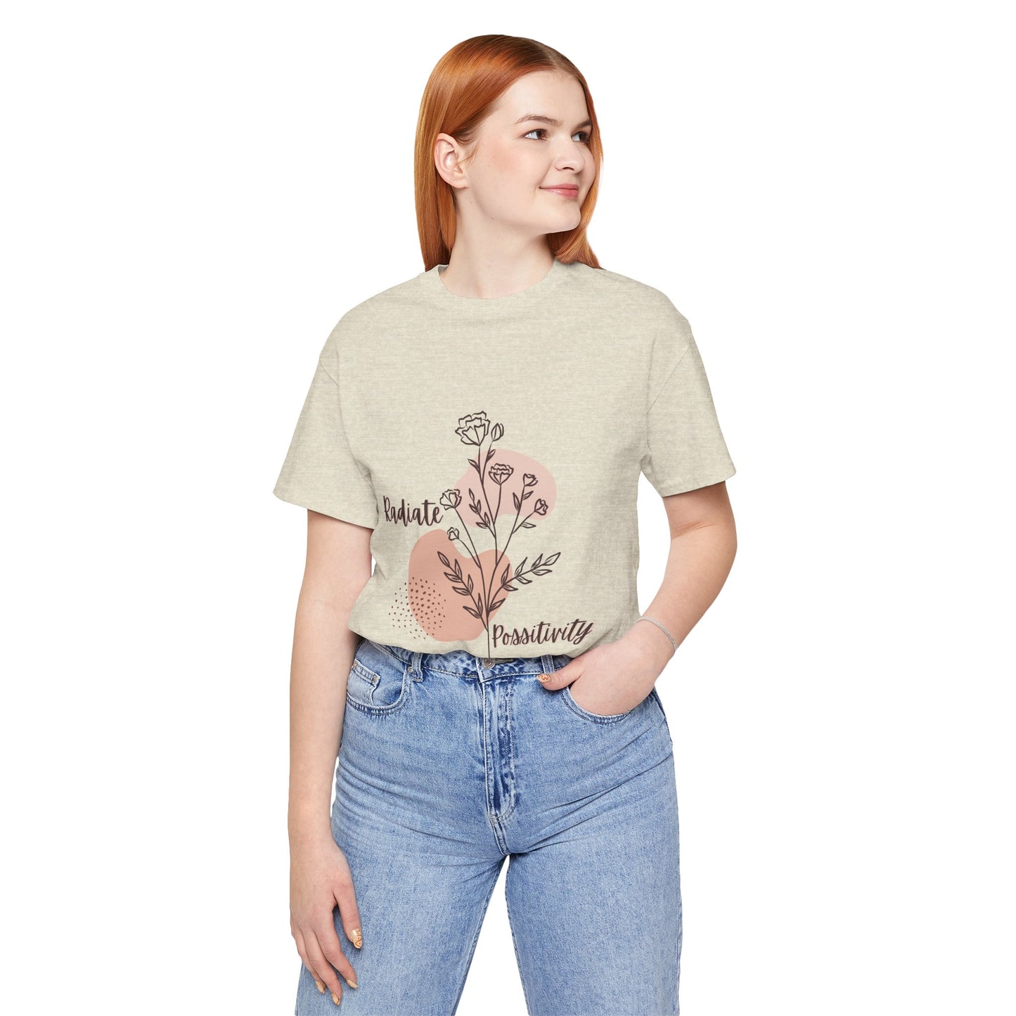 Radiate Positivity Unisex Jersey Tee - Inspirational Floral Shirt