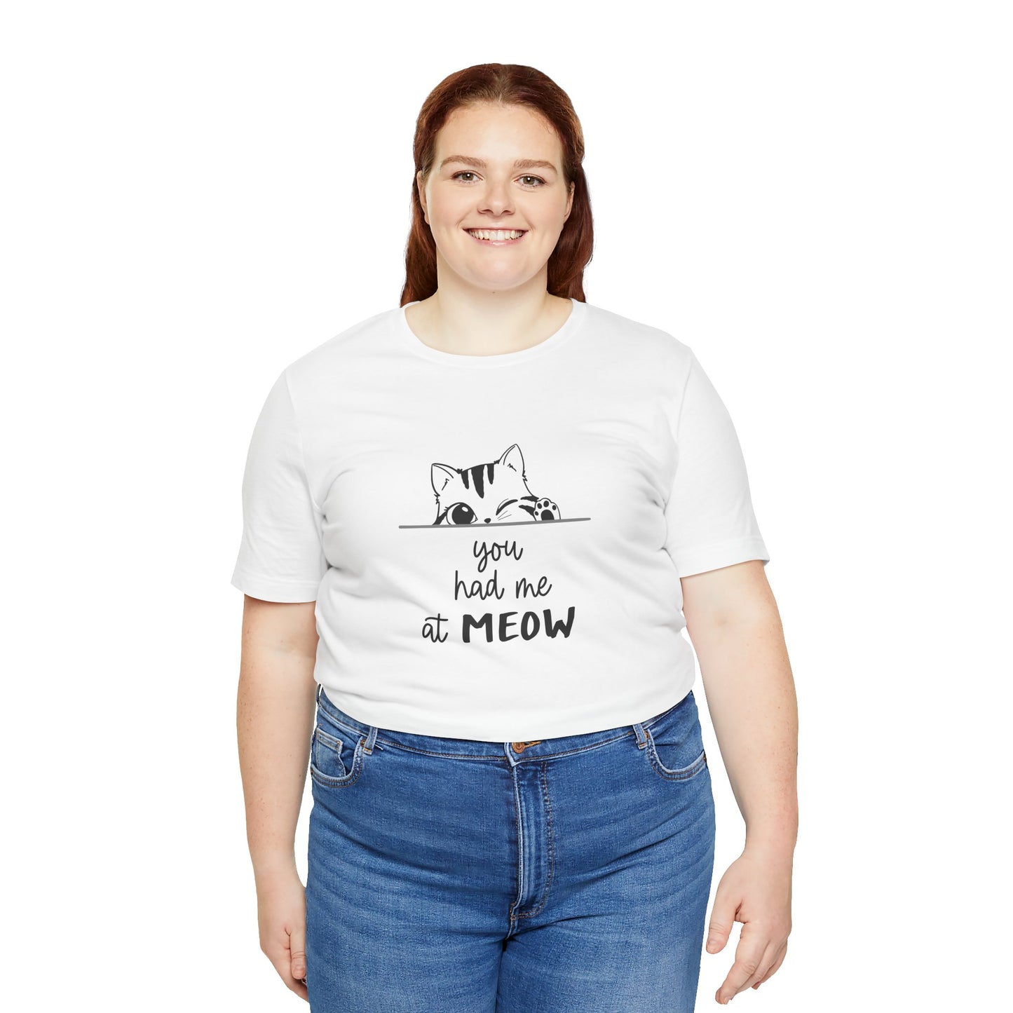 Cute Cat Lover Tee - 'You Had Me at MEOW' Unisex Short Sleeve T-Shirt