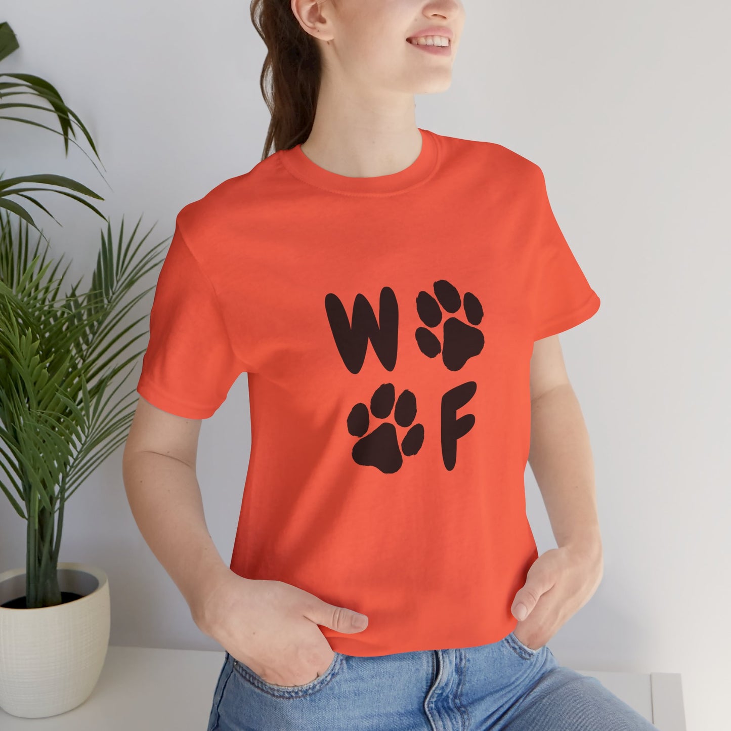 Unisex Dog Lovers Tee - 'WOOF' Graphic Short Sleeve Shirt