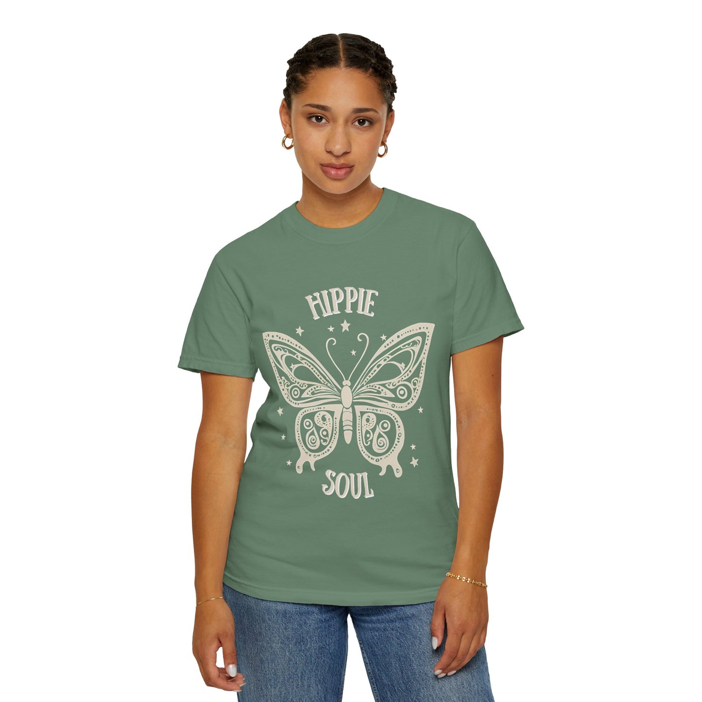 Hippie Soul Unisex Garment-Dyed T-Shirt - Bohemian Butterfly Design