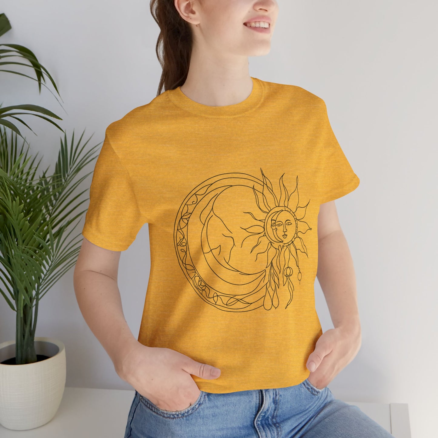 Sun and Moon Graphic Tee - Boho Unisex Jersey Short Sleeve Shirt