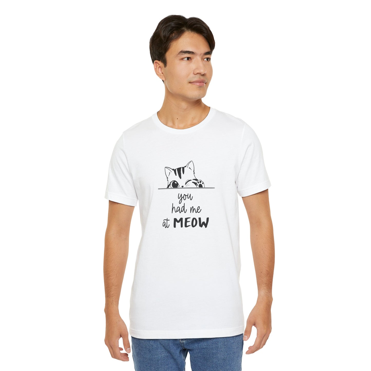 Cute Cat Lover Tee - 'You Had Me at MEOW' Unisex Short Sleeve T-Shirt