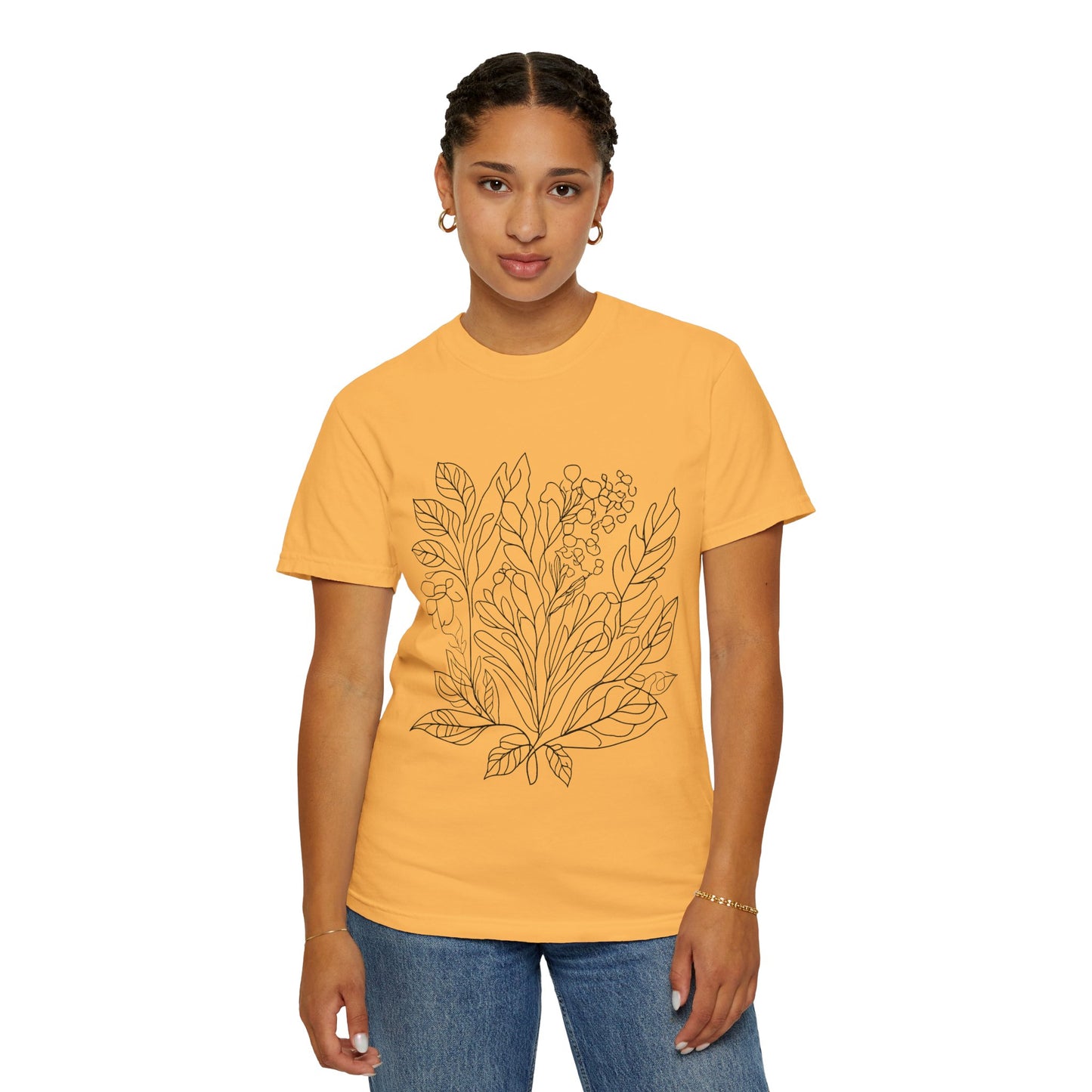 Botanical Line Art Unisex T-Shirt - Eco-Friendly Floral Design