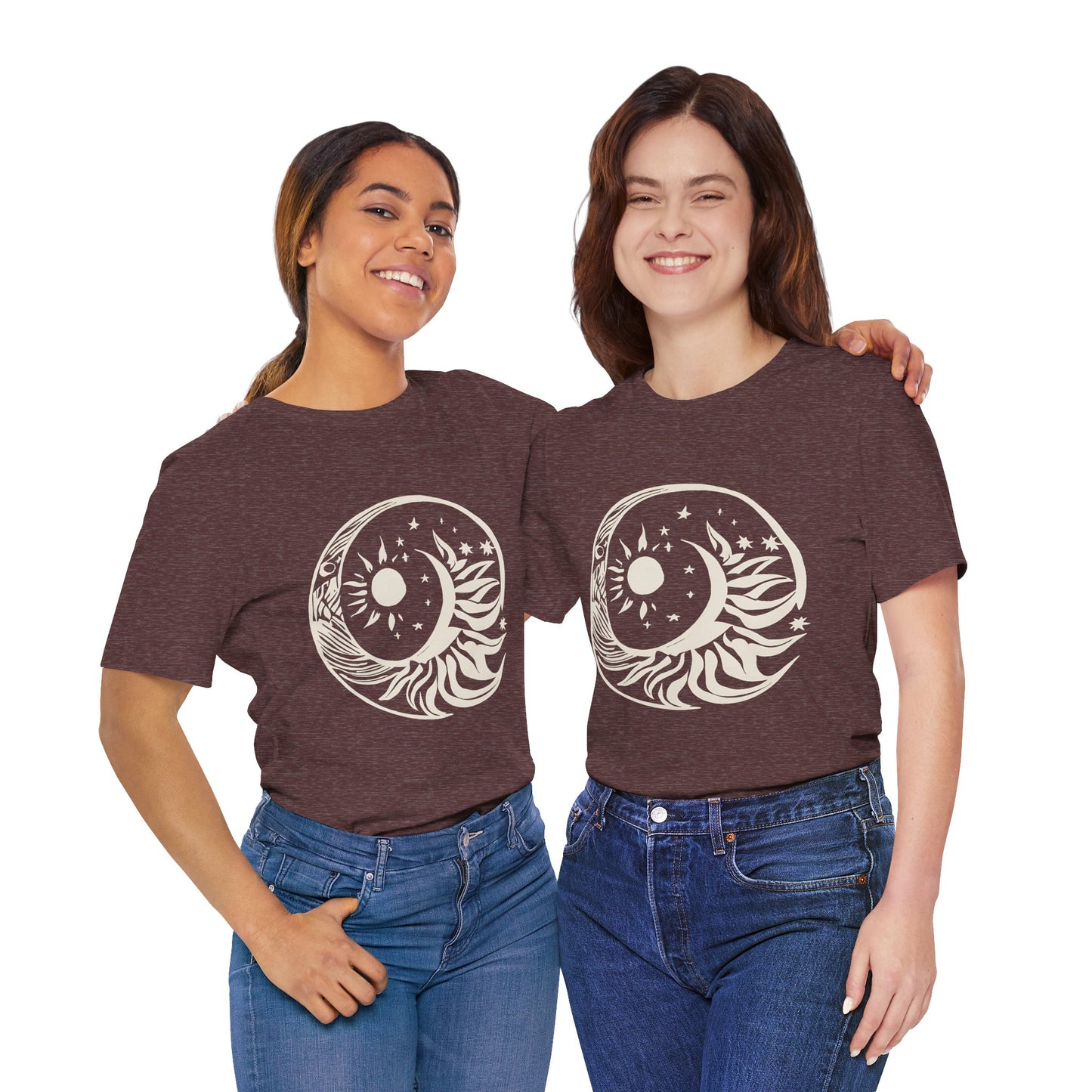 Bohemian Sun and Moon Graphic Tee - Unisex Jersey Short Sleeve