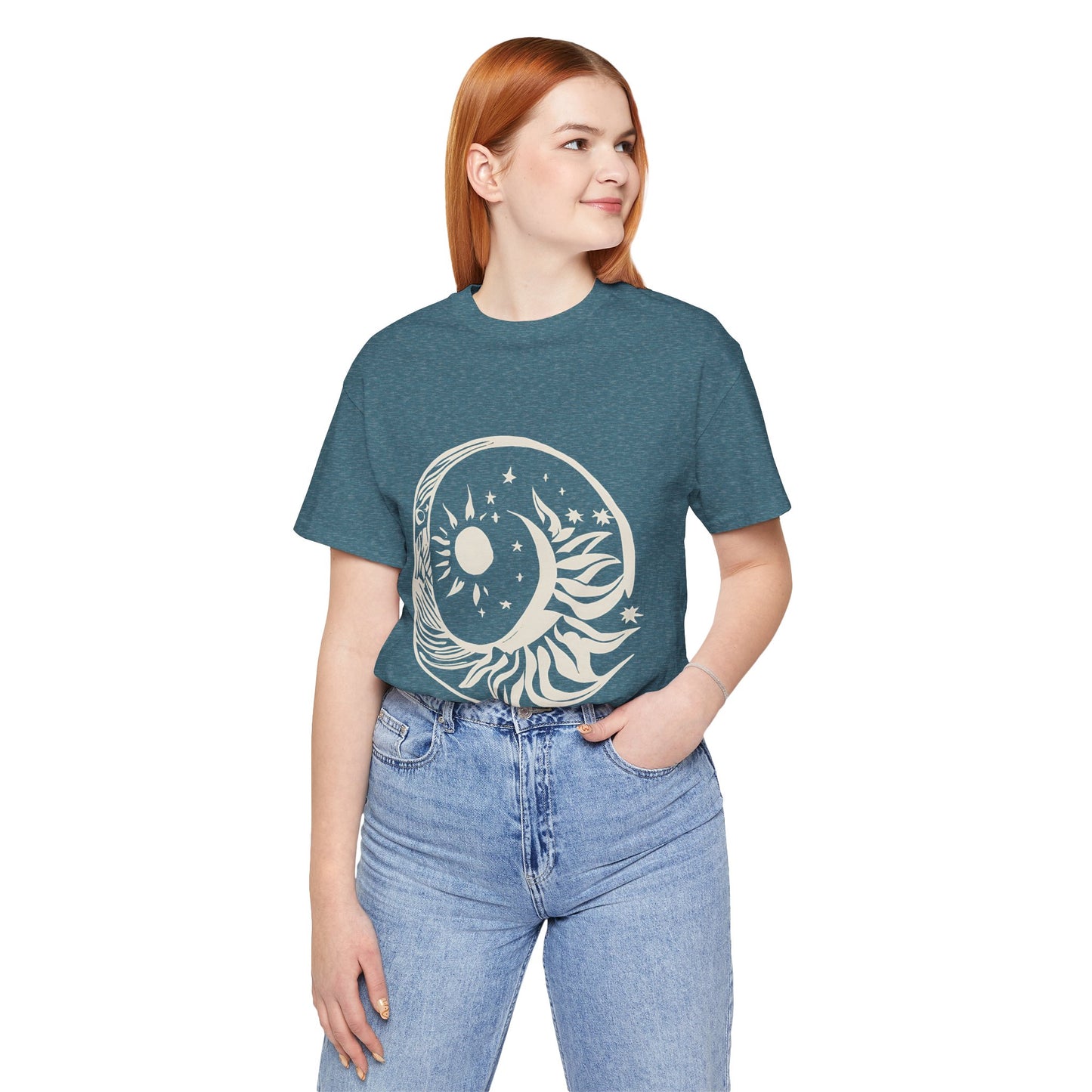 Bohemian Sun and Moon Graphic Tee - Unisex Jersey Short Sleeve