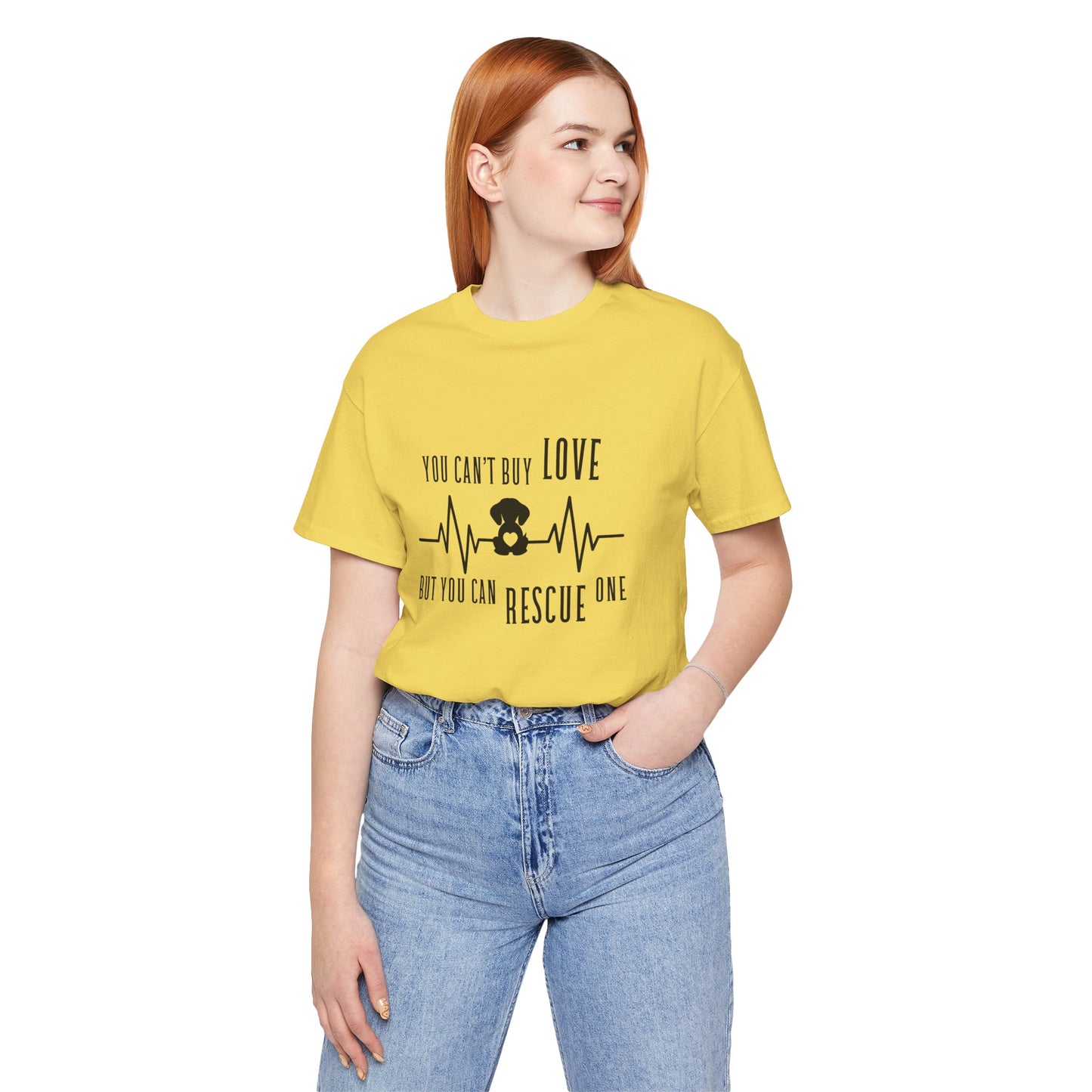 You Can't Buy Love Rescue One T-Shirt - Unisex Jersey Short Sleeve Tee for Pet Lovers