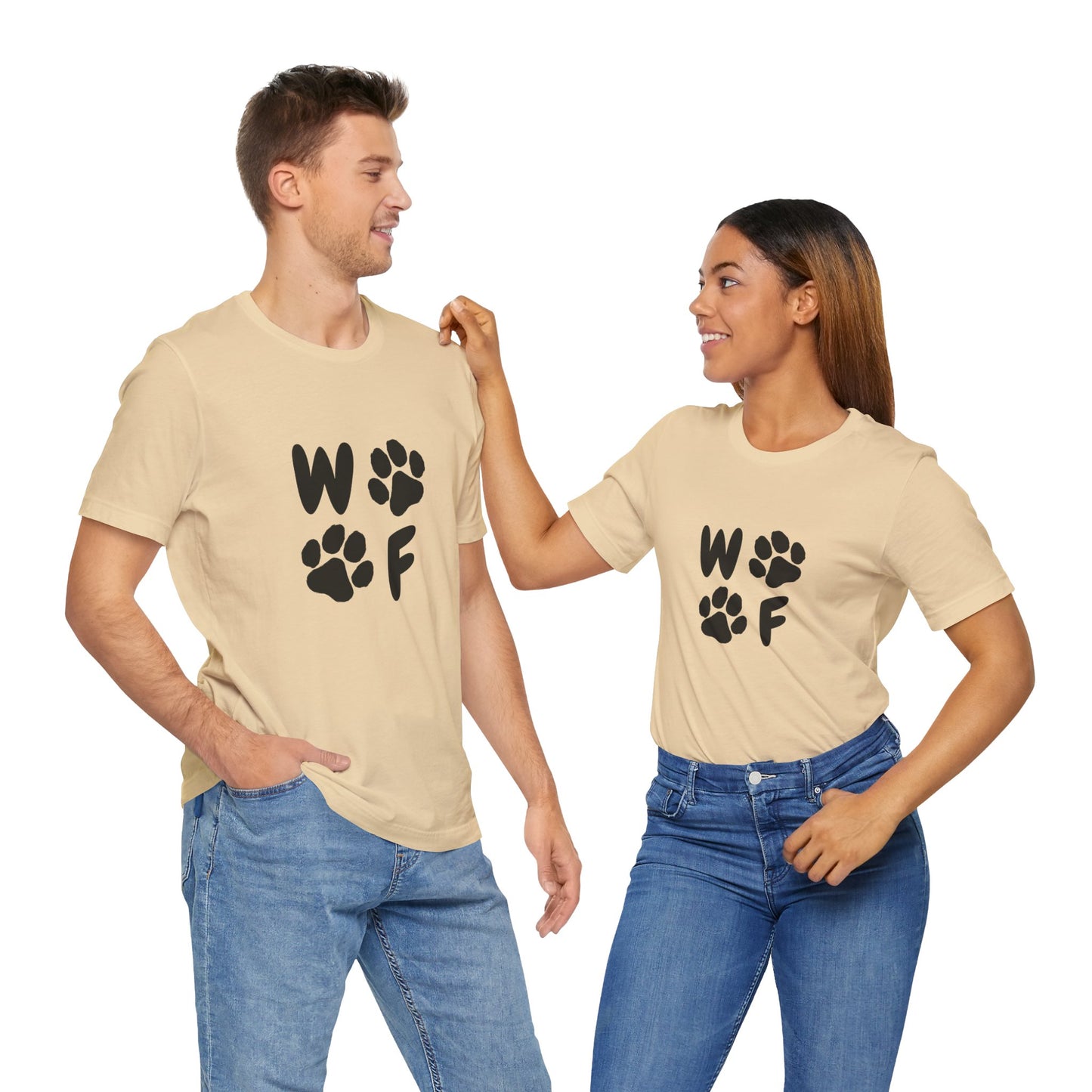 Unisex Dog Lovers Tee - 'WOOF' Graphic Short Sleeve Shirt