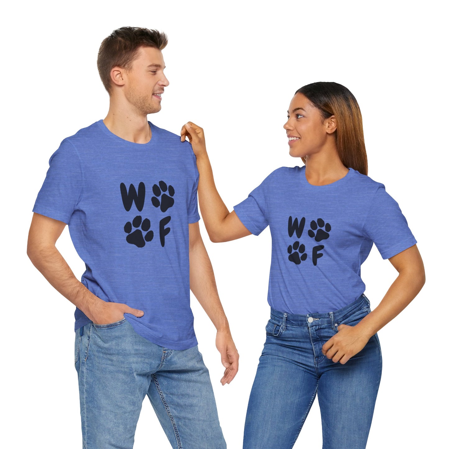 Unisex Dog Lovers Tee - 'WOOF' Graphic Short Sleeve Shirt