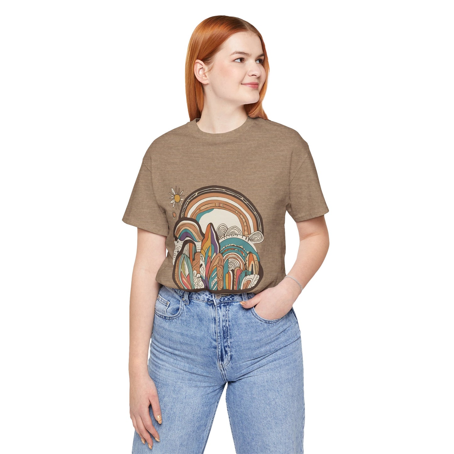 Retro Rainbow Short Sleeve Tee | Boho Aesthetic Unisex T-Shirt