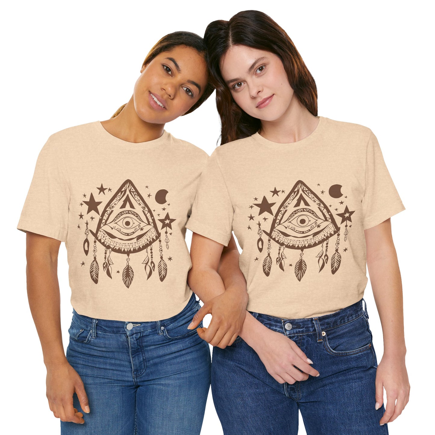 Mystical Boho Graphic Tee - Unisex Jersey Short Sleeve with Eye Design