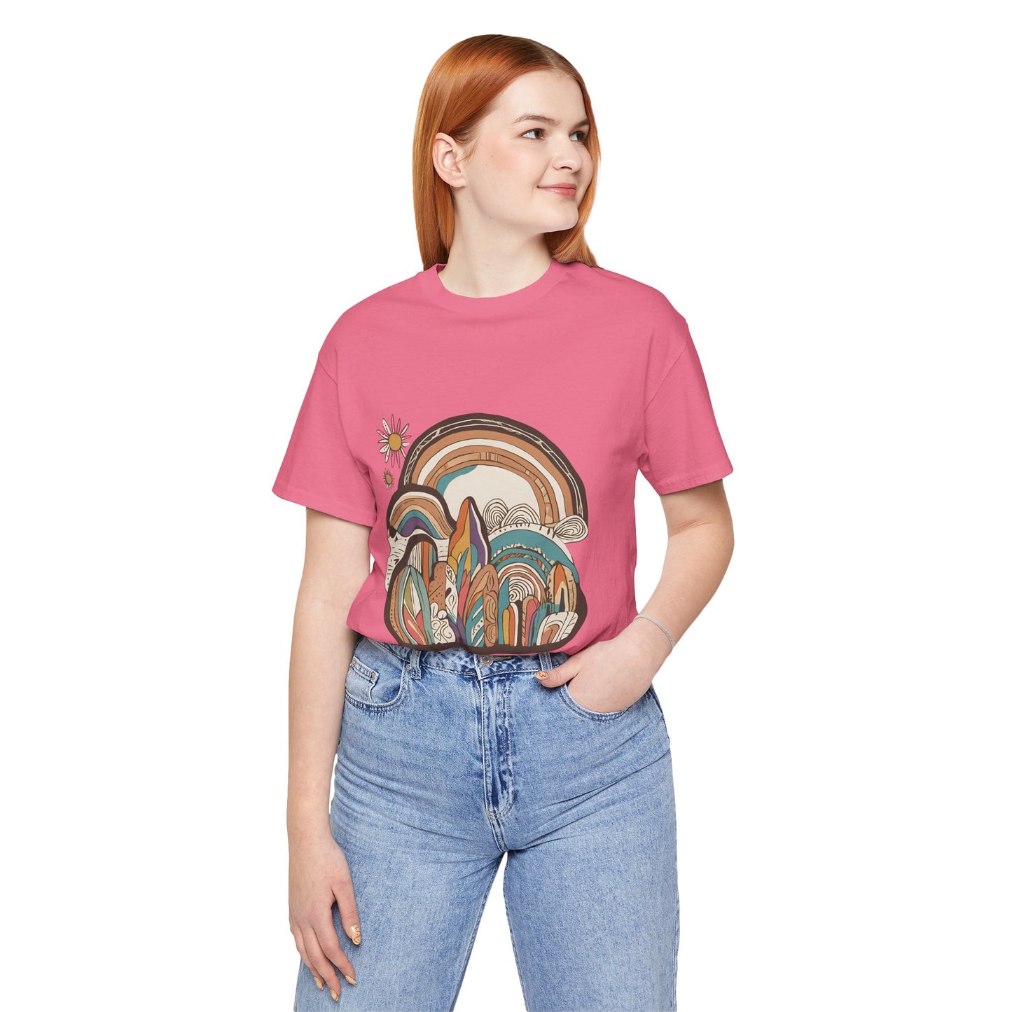 Retro Rainbow Short Sleeve Tee | Boho Aesthetic Unisex T-Shirt