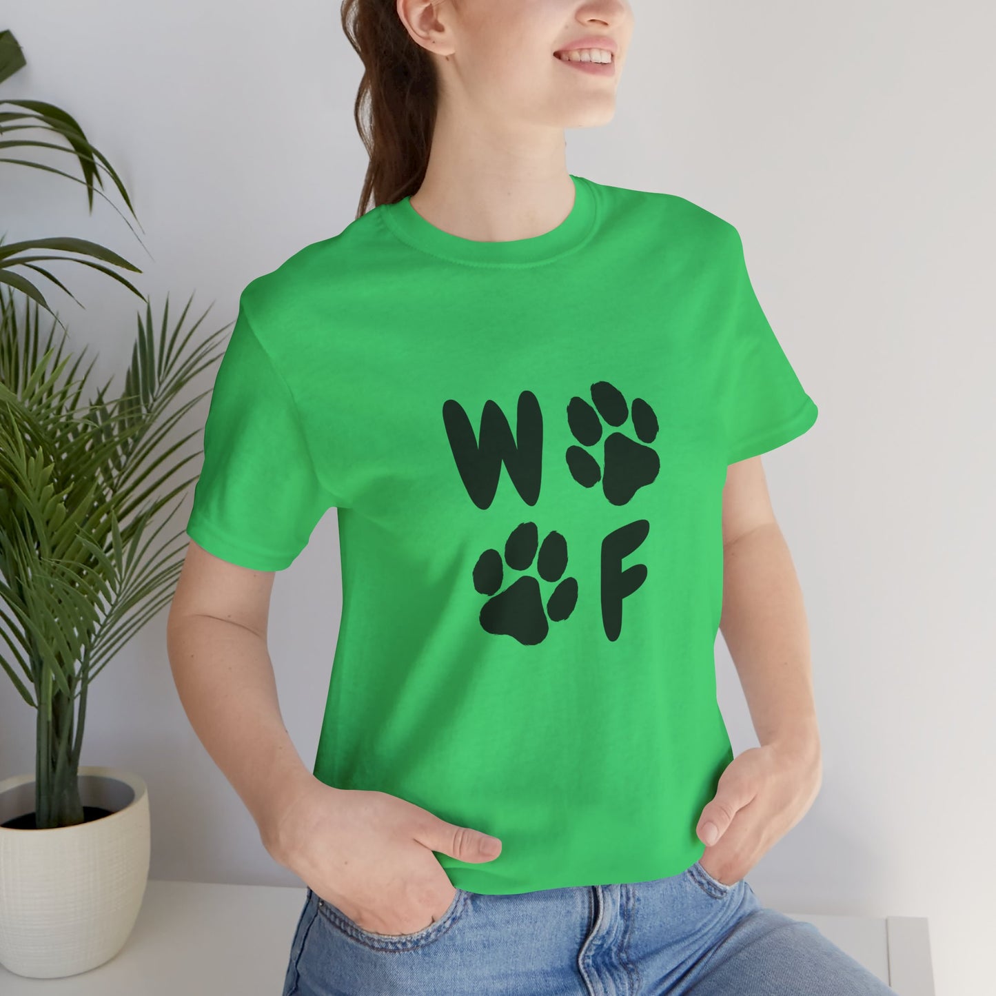 Unisex Dog Lovers Tee - 'WOOF' Graphic Short Sleeve Shirt