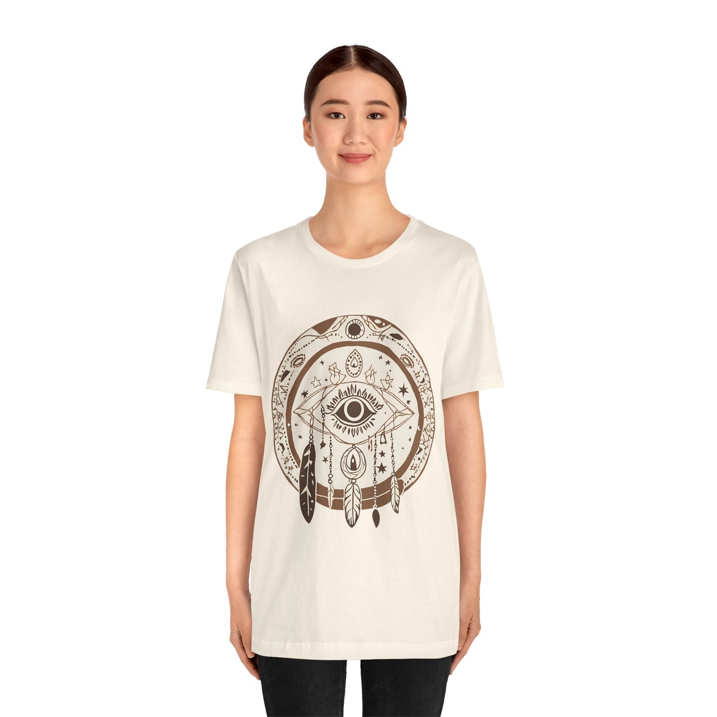 Bohemian Dreamcatcher Unisex Tee - Relaxed Graphic Short Sleeve Shirt for Festival Lovers