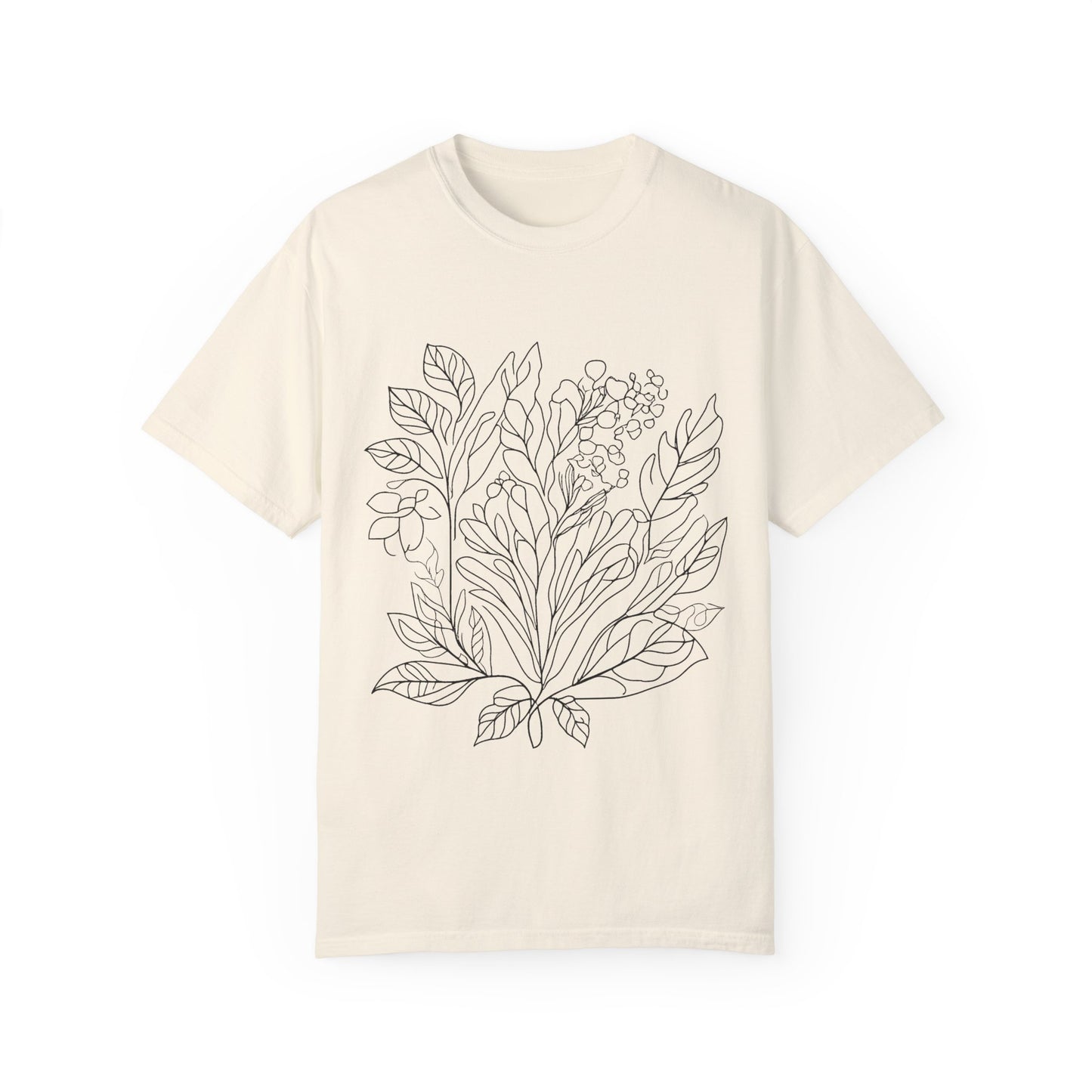 Botanical Line Art Unisex T-Shirt - Eco-Friendly Floral Design