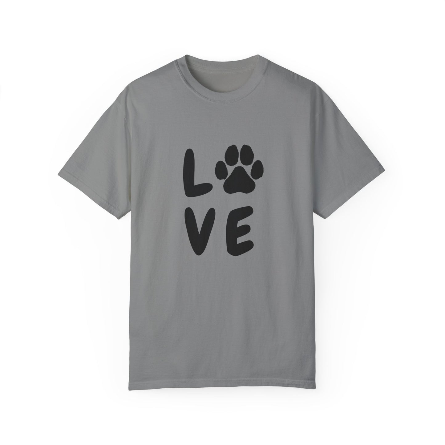 Love and Paw Unisex Garment-Dyed T-Shirt - Perfect for Dog Lovers