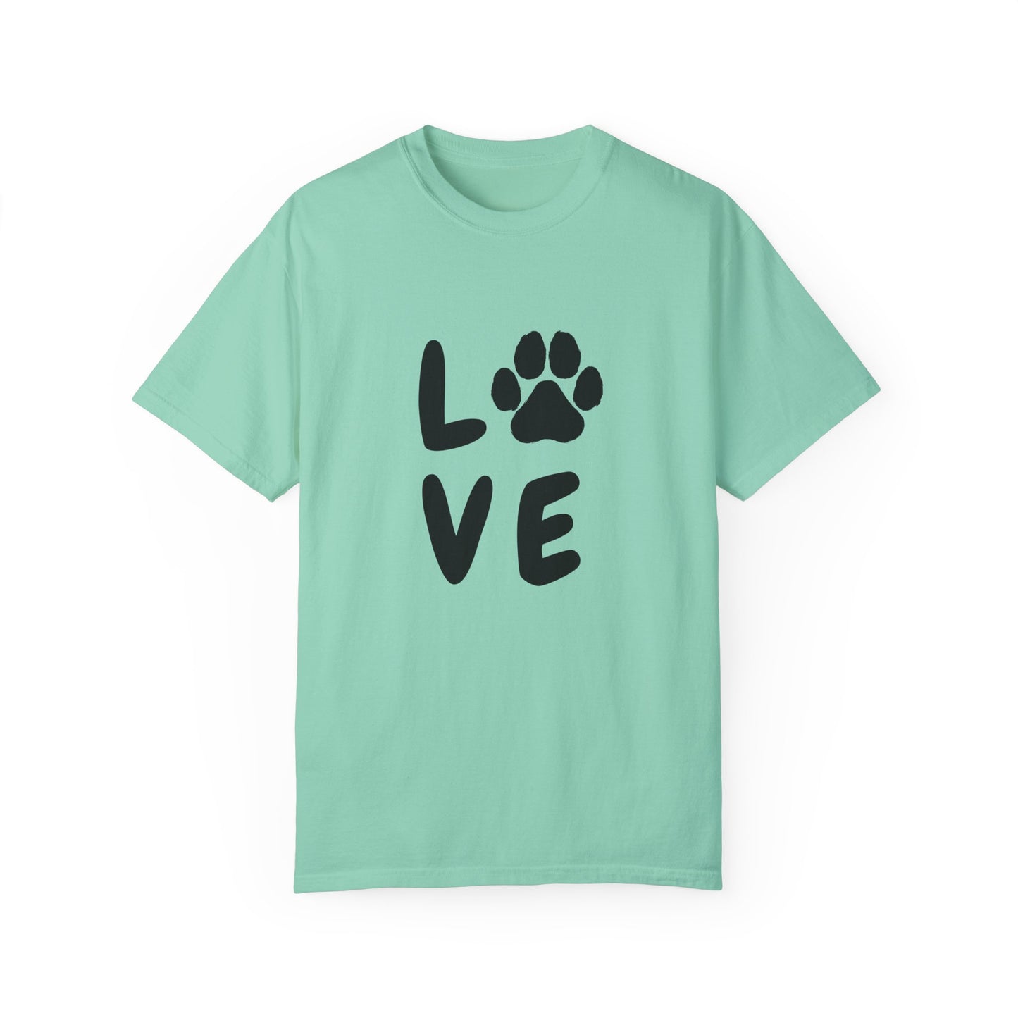 Love and Paw Unisex Garment-Dyed T-Shirt - Perfect for Dog Lovers