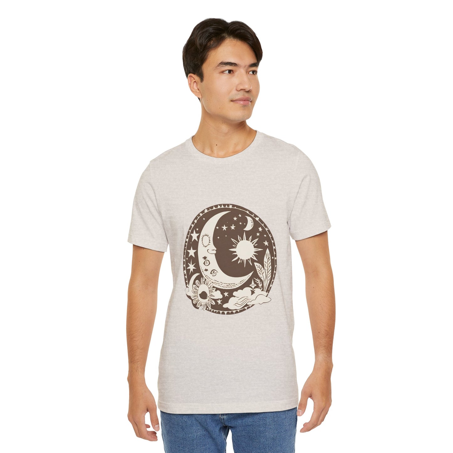 Celestial Dreams Unisex Jersey Tee - Moon & Sun Design