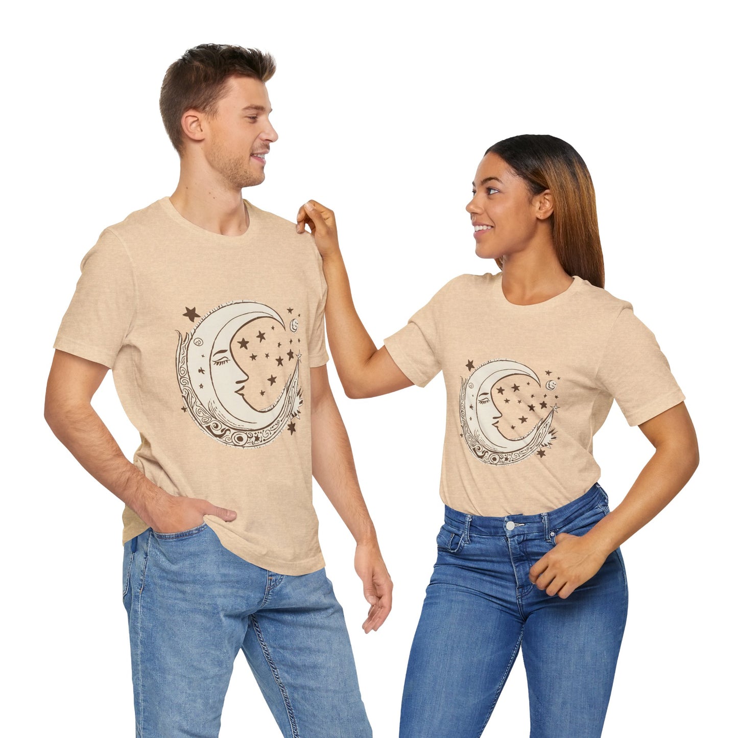 Celestial Moon and Stars Unisex Short Sleeve Tee