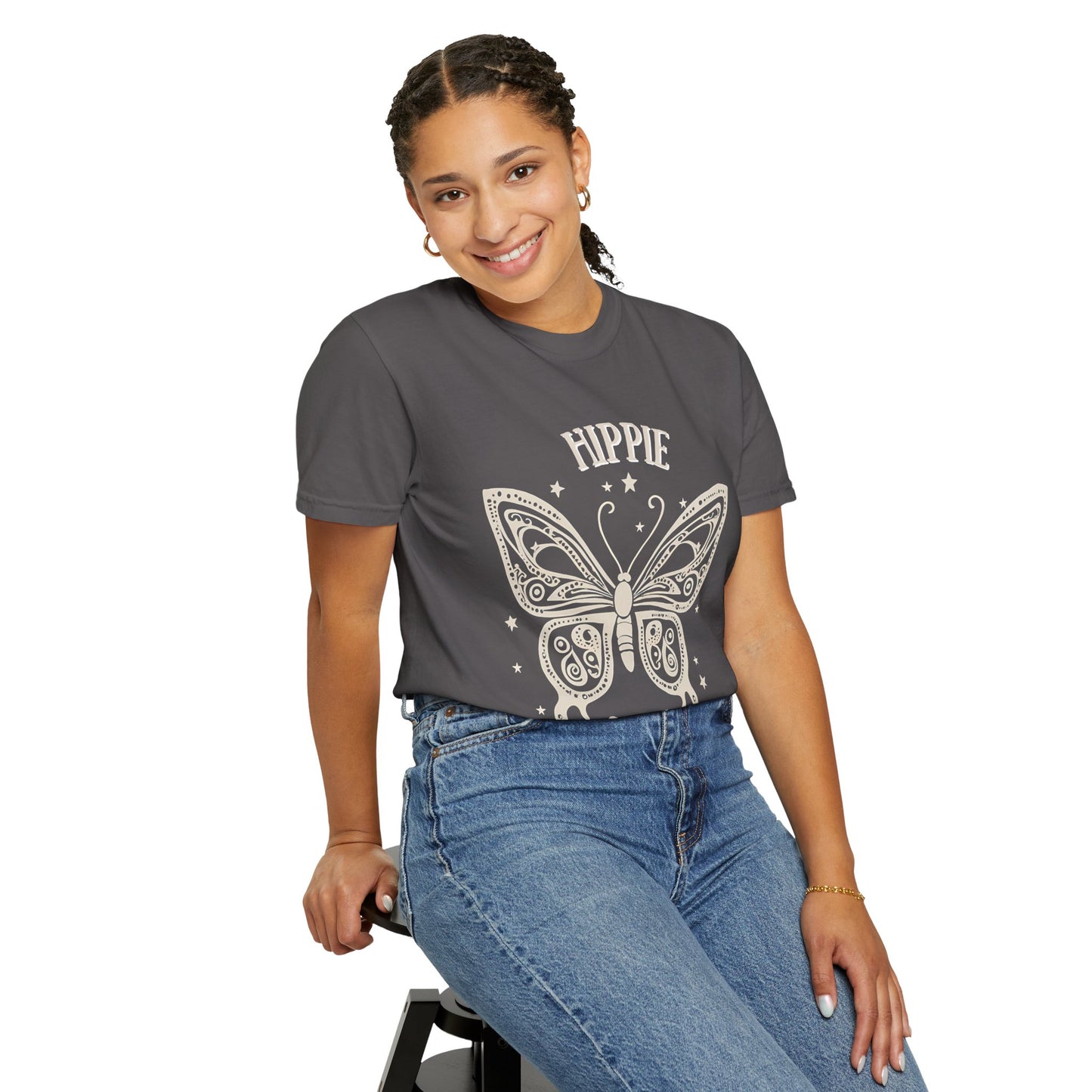 Hippie Soul Unisex Garment-Dyed T-Shirt - Bohemian Butterfly Design